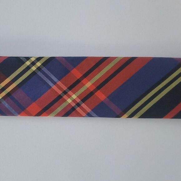 J. CREW SILK HOLIDAY SILK ADJUSTABLE BELT PLAID CHRISTMAS MEDIUM LARGE FESTIVE - Picture 6 of 6